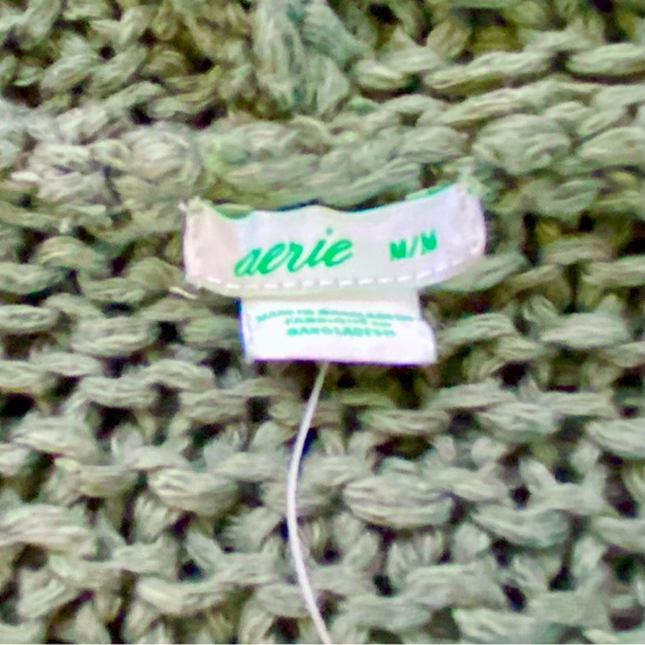 Cozy Hooded Sweater, Loose Knit, Dark Green, Size: M Aerie - Picture 10 of 12